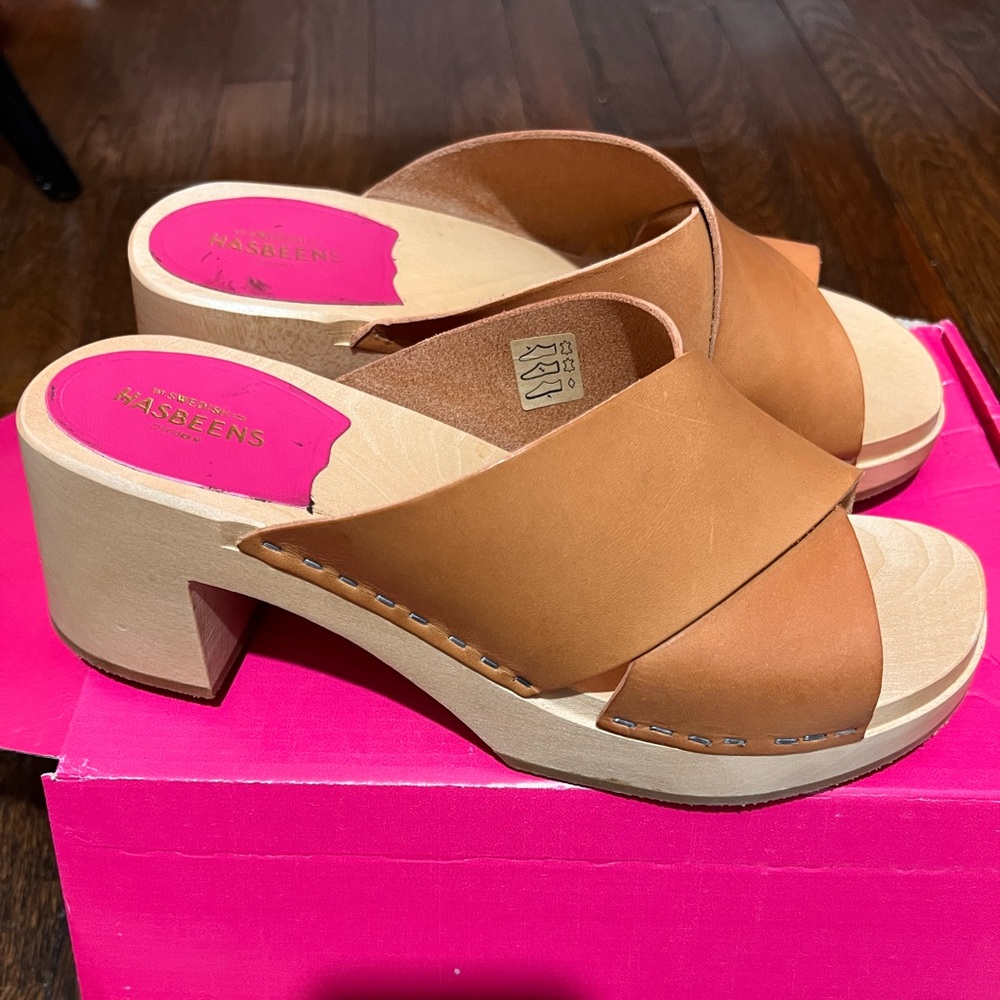 Worn once! Swedish Hasbeens Annette High Sandals Size 8.5